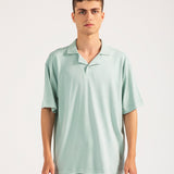 BAGGY FIT TEXTURED JOHNNY COLLAR POLO