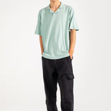 BAGGY FIT TEXTURED JOHNNY COLLAR POLO