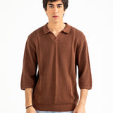 BAGGY FIT JOHNNY COLLAR KNITTED POLO