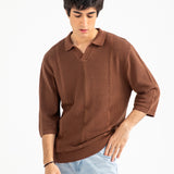 BAGGY FIT JOHNNY COLLAR KNITTED POLO