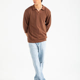 BAGGY FIT JOHNNY COLLAR KNITTED POLO