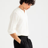 BAGGY FIT JOHNNY COLLAR KNITTED POLO