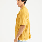 BAGGY FIT RESORT COLLAR TEXTURED POLO
