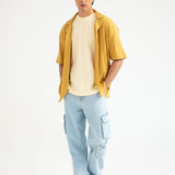 BAGGY FIT RESORT COLLAR TEXTURED POLO