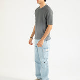 WASHED EFFECT TEXTURED TEE