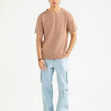STRIPED TEXTURED TEE