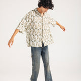 RESORT COLLAR PRINTED BOXY FIT SHIRT