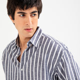 BOXY FIT LINEN STRIPER SHIRT