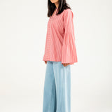 STRIPED TOP WITH SLEEVE DETAIL