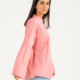STRIPED TOP WITH SLEEVE DETAIL