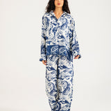 PRINTED SATIN BUTTON DOWN SHIRT
