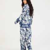 PRINTED SATIN BUTTON DOWN SHIRT