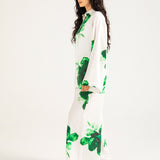 PRINTED SATIN BUTTON DOWN SHIRT