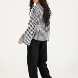 PRINTED TOP WITH DRAWCORD DETAIL