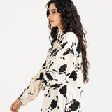 PRINTED TOP WITH SLEEVE DETAIL
