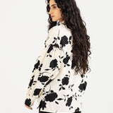 PRINTED TOP WITH SLEEVE DETAIL