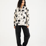 PRINTED TOP WITH SLEEVE DETAIL