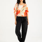 PRINTED TOP WITH SLEEVE DETAIL