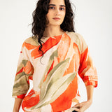 PRINTED TOP WITH HEM DETAIL