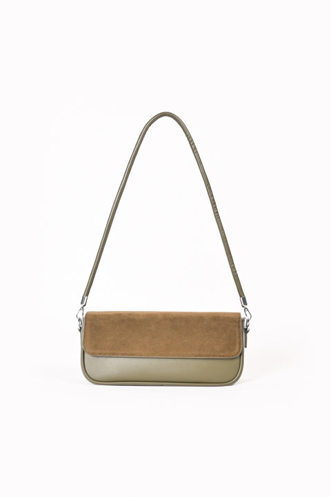 SUEDE FLAP OBLONG BAG