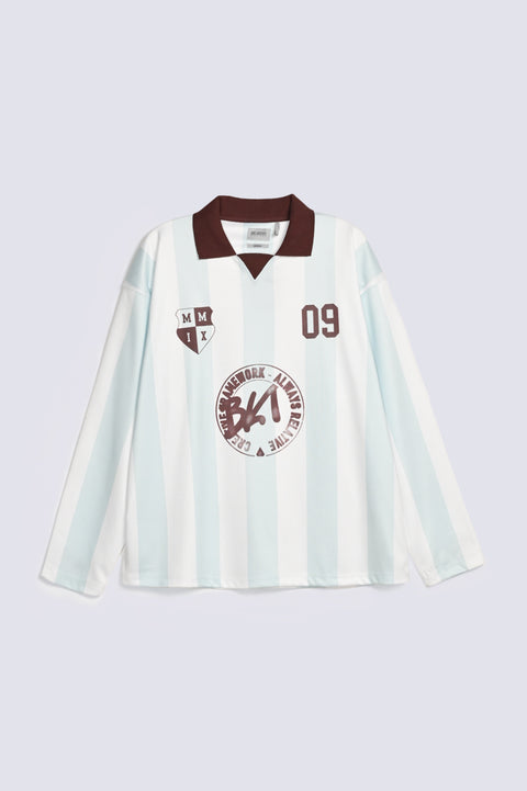 BAGGY FIT PRINTED MESH POLO