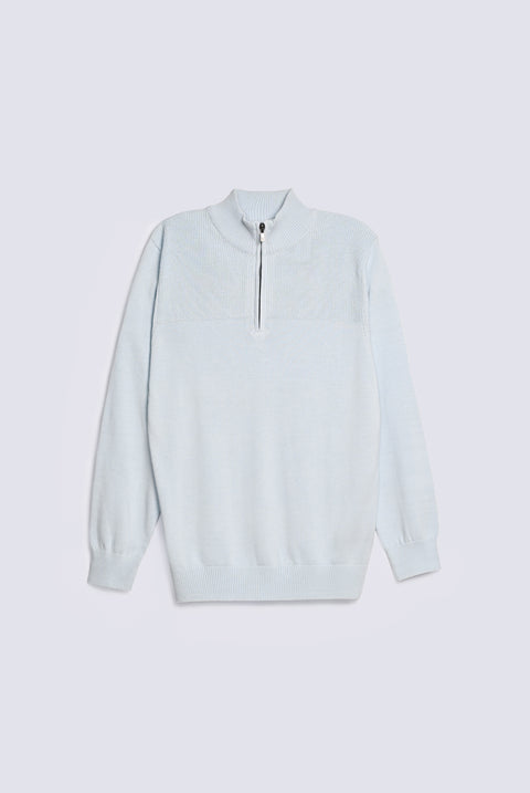 FULL SLEEVE ZIP PLACKET KNITTED POLO