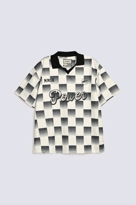 BAGGY FIT JOHNNY COLLAR TEXTURED PRINTED POLO