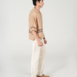 BOXY FIT RESORT COLLAR PRINTED SHIRT