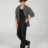 BAGGY FIT TEXTURED STRIPED SHIRT