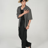 BAGGY FIT TEXTURED STRIPED SHIRT