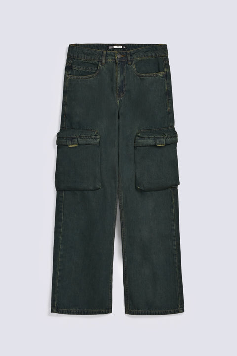 WIDE LEG FIT CARGO DENIM