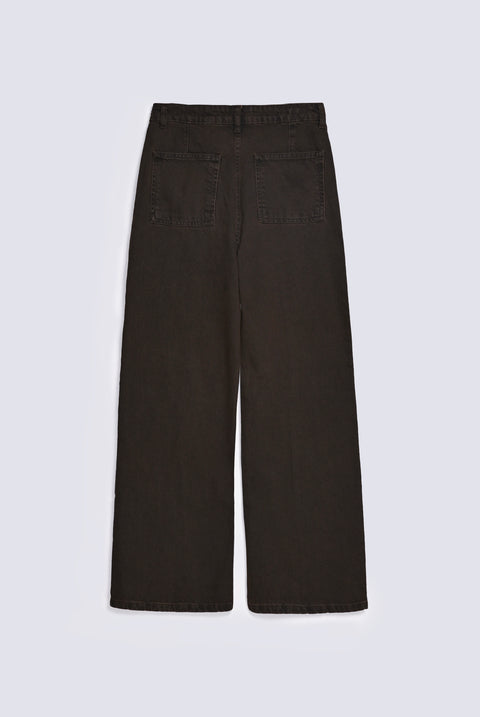 WIDE LEG DENIM WITH FRONT PLEAT