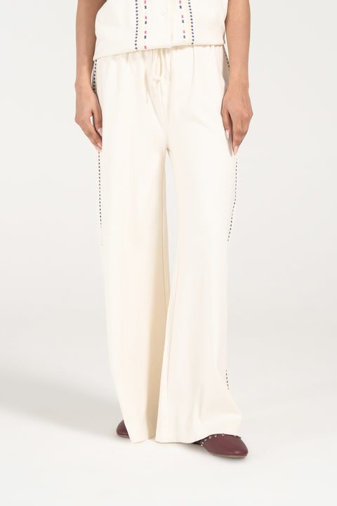 WIDE LEG EMBROIDERED TROUSERS