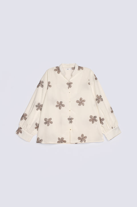 ALL OVER EMBROIDERED BUTTON DOWN TOP