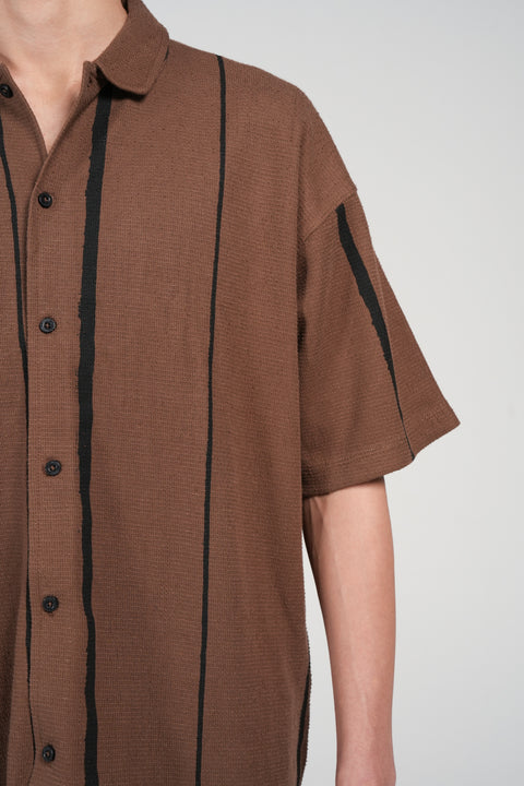 BAGGY FIT BUTTON DOWN TEXTURED PRINTED POLO