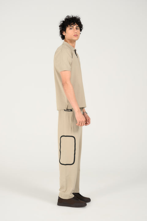 STRETCH TEXTURED ZIP PLACKET POLO