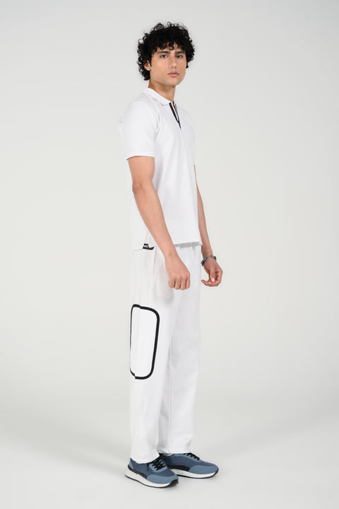 STRETCH TEXTURED ZIP PLACKET POLO