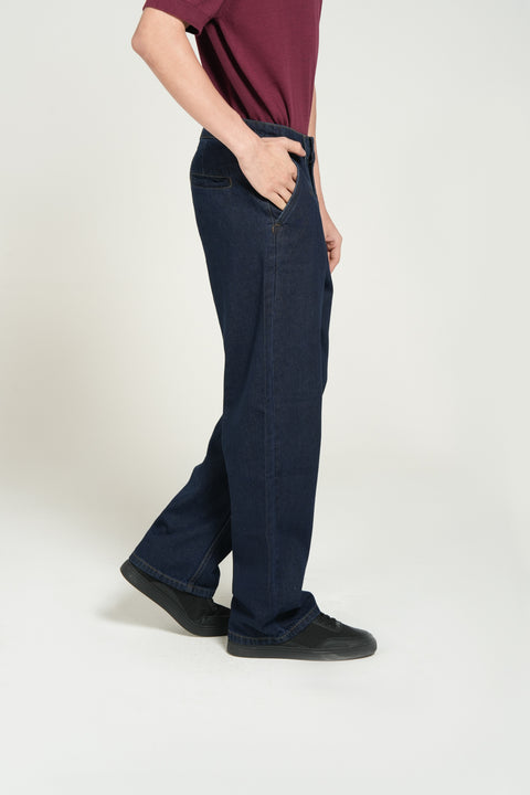 WIDE LEG FIT PLEATED CHINO DENIM