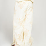 EMBOSSED PRINTED WIDE LEG TROUSERS
