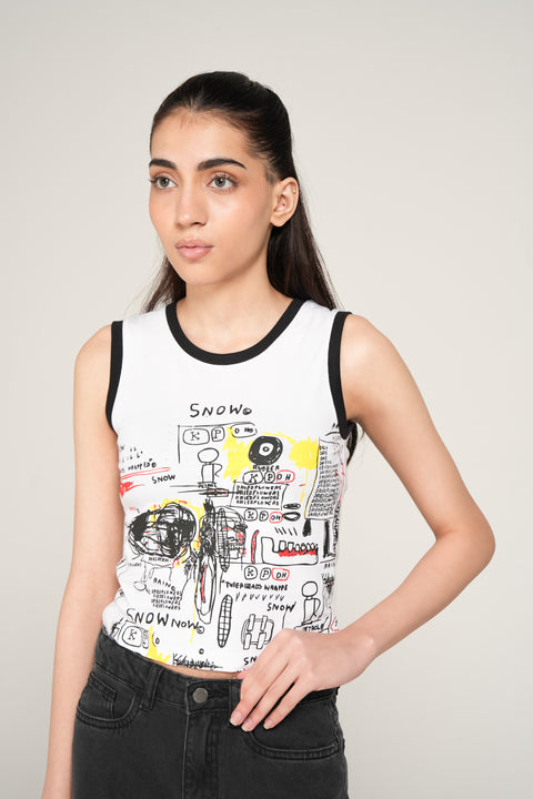 PRINTED CROP TANK TOP