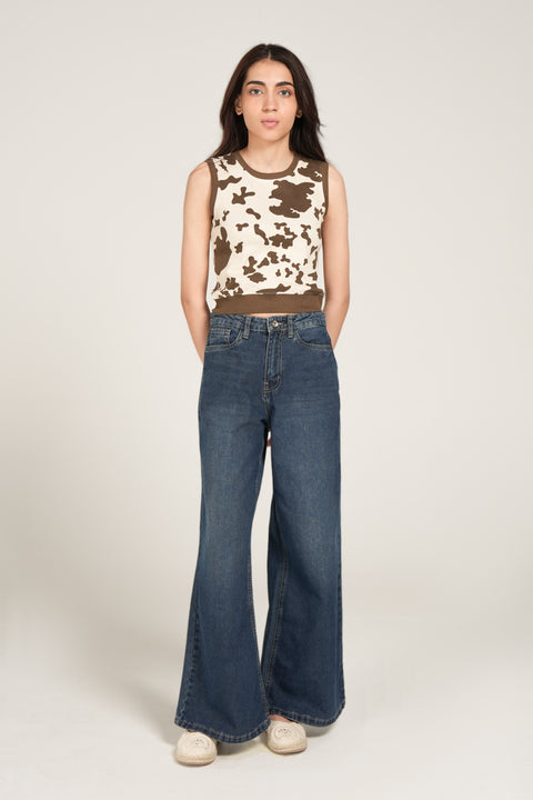 PRINTED CROP TANK TOP