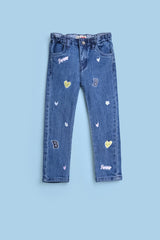 GIRLS EMBROIDERED DENIM WITH BADGES