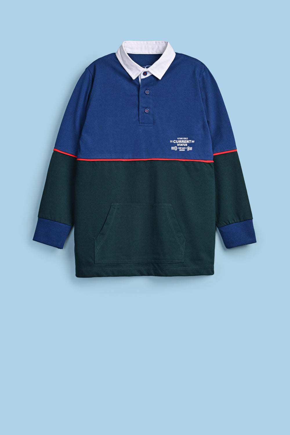 BOYS COLOR BLOCK RUGBY POLO