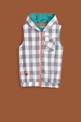 BOYS CHECKERED HOODED TOP