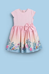 GIRLS PRINTED PARTY DRESS WITH BOW