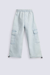 GIRLS LOOSE CARGO DENIM