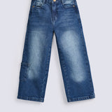 GIRLS LOOSE DENIM WITH POCKET