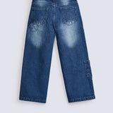 GIRLS LOOSE DENIM WITH POCKET