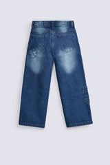 GIRLS LOOSE DENIM WITH POCKET