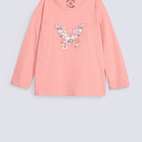 GIRLS BUTTERFLY EMBELLISHED T SHIRT